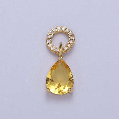 Teardrop Cubic Zirconia Micro Paved Round Bail Charm | C-280 C-282 C-284 C-286  C-290