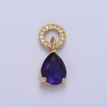 Teardrop Cubic Zirconia Micro Paved Round Bail Charm | C-280 C-282 C-284 C-286  C-290