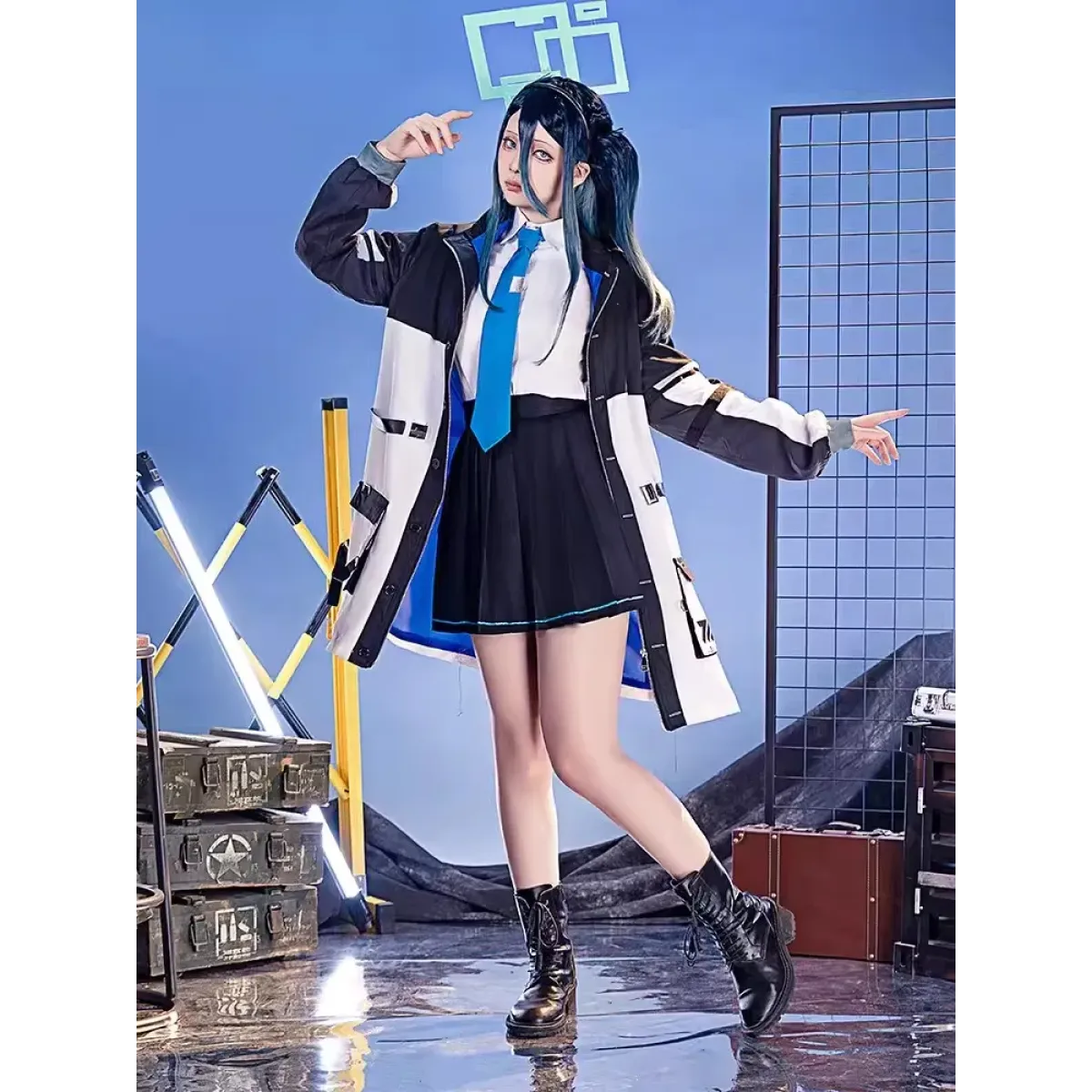 Blue Archive Tendou Arisu Cosplay Costume – Uniform, Wig &amp; Coat Set