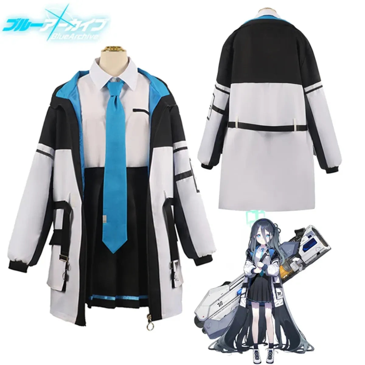 Blue Archive Tendou Arisu Cosplay Costume – Uniform, Wig &amp; Coat Set