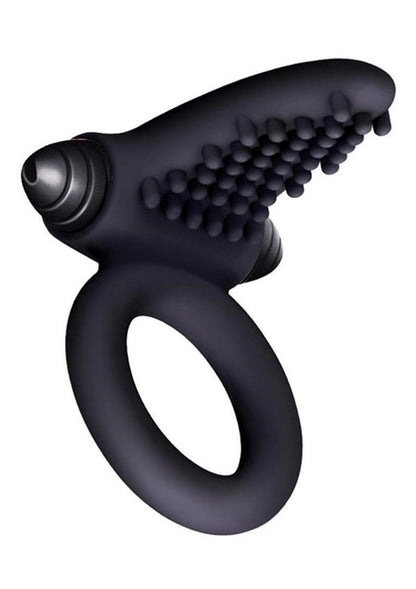 Bullet Ring Tongue Silicone Vibrating Ring with Textured Nubs