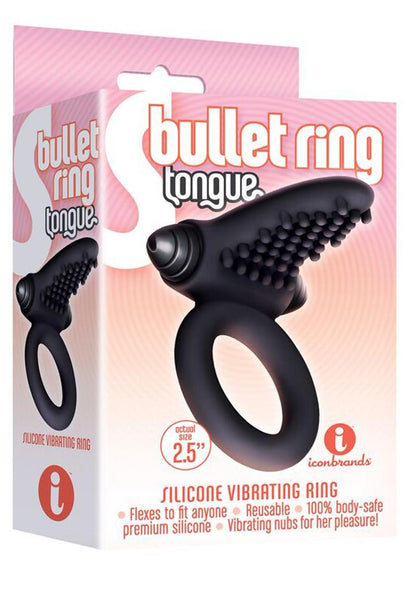 Bullet Ring Tongue Silicone Vibrating Ring with Textured Nubs