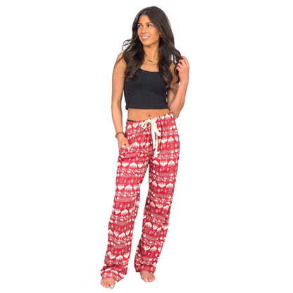 The Big Lebowski Bowling Pins Unisex Adult Red Lounge Pants