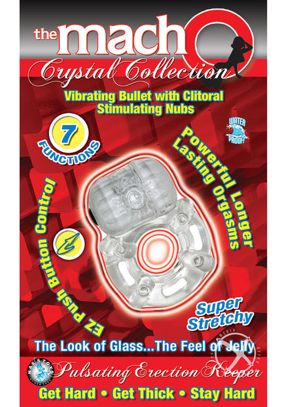 The Macho Crystal Collection Pulsating Erection Vibrating Cock Ring