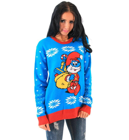 The Smurfs Papa Smurf As Santa Ugly Christmas Sweater