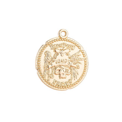 14K Gold Filled Vampire Pirate Round Coin Charm | C025