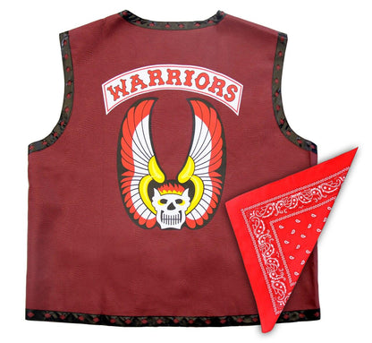 The Warriors Gang Member Emblem Leather Vest Jacket and Bandana