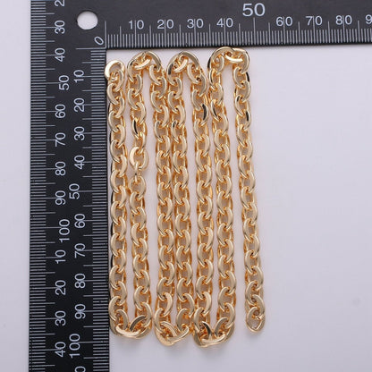 Thick ROLO Cable Chain 7X8mm, 18K Gold Filled Brass, Nickel Free, Medium Flat Minimalist Jewelry making, Necklace chain | ROLL-285 Clearance Pricing
