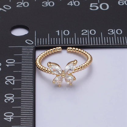 Thin Butterfly Ring CZ Mariposa Ring Open Adjustable Ring Rope Band O-1817 O-1818