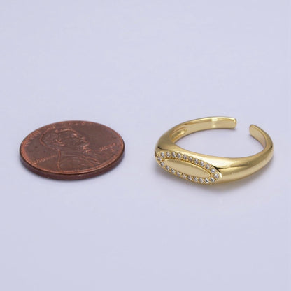 Thin Signet Ring Micro Pave Gold Signet Ring for Minimalist Jewelry O-1982