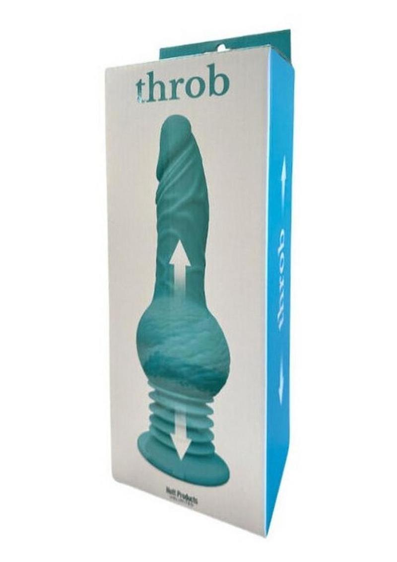 Throb Teal Thrusting Dildo With Dynamic Balls And Suction Base