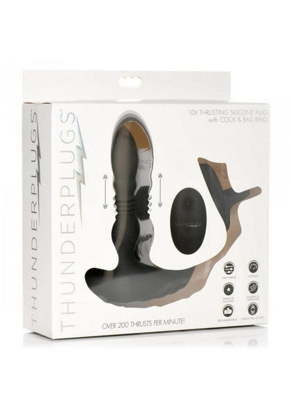 Thrusting Silicone Plug with Cock and Ball Strap
