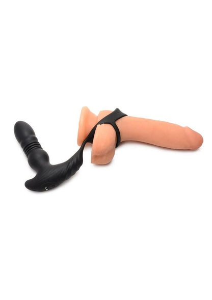 Thrusting Silicone Plug with Cock and Ball Strap