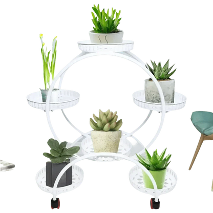 Black Metal Plant Stands Six Tier Circular Design