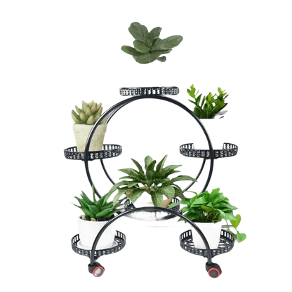 Black Metal Plant Stands Six Tier Circular Design