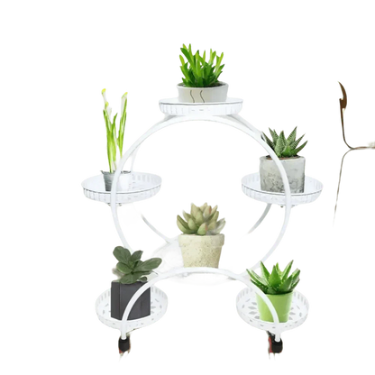 Black Metal Plant Stands Six Tier Circular Design