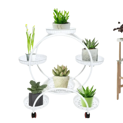 Black Metal Plant Stands Six Tier Circular Design