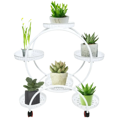 Black Metal Plant Stands Six Tier Circular Design