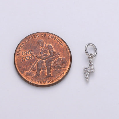 Tiny 14K Gold Fill Charm Lightning Bolt CZ Charm Micro Pave charm Thunder Bolt Charm Silver Bolt Charm for Bracelet Earring Necklace Charm D105 D106