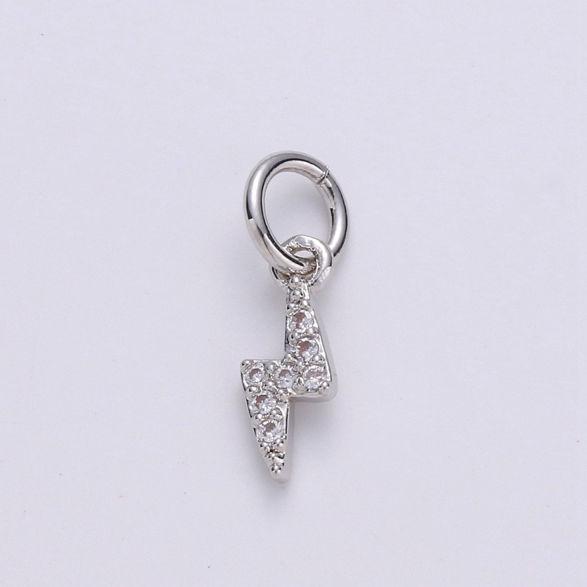 Tiny 14K Gold Fill Charm Lightning Bolt CZ Charm Micro Pave charm Thunder Bolt Charm Silver Bolt Charm for Bracelet Earring Necklace Charm D105 D106