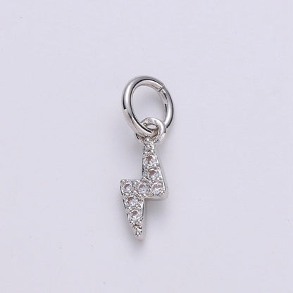 Tiny 14K Gold Fill Charm Lightning Bolt CZ Charm Micro Pave charm Thunder Bolt Charm Silver Bolt Charm for Bracelet Earring Necklace Charm D105 D106