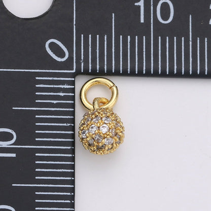 Tiny Ball Pendant Small Ball Charm for Handmade Jewelry Supplies 24k Gold Filled Charm Micro Pave Cubic Ball Charm Disco Ball, D-117