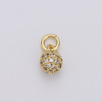 Tiny Ball Pendant Small Ball Charm for Handmade Jewelry Supplies 24k Gold Filled Charm Micro Pave Cubic Ball Charm Disco Ball, D-117