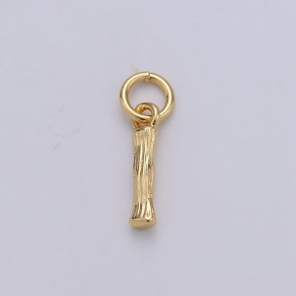 Tiny Bamboo Initial, Letter Alphabet bamboo charms Dainty Gold bamboo Pendant Charm for Necklace Bracelet Earring Component A-057 to A-069