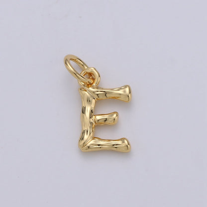 Tiny Bamboo Initial, Letter Alphabet bamboo charms Dainty Gold bamboo Pendant Charm for Necklace Bracelet Earring Component A-057 to A-069