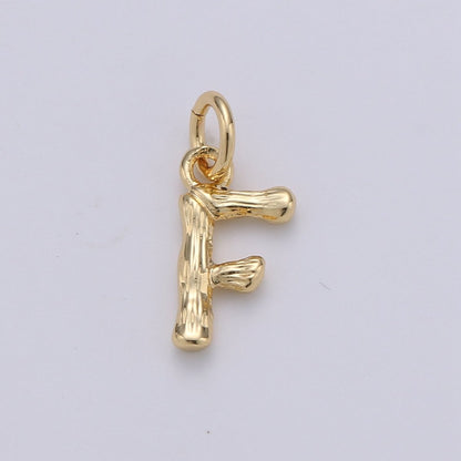Tiny Bamboo Initial, Letter Alphabet bamboo charms Dainty Gold bamboo Pendant Charm for Necklace Bracelet Earring Component A-057 to A-069