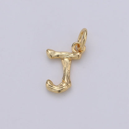 Tiny Bamboo Initial, Letter Alphabet bamboo charms Dainty Gold bamboo Pendant Charm for Necklace Bracelet Earring Component A-057 to A-069