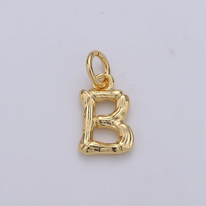 Tiny Bamboo Initial, Letter Alphabet bamboo charms Dainty Gold bamboo Pendant Charm for Necklace Bracelet Earring Component A-057 to A-069
