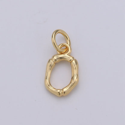 Tiny Bamboo Initial, Letter Alphabet bamboo charms Dainty Gold bamboo Pendant Charm for Necklace Bracelet Earring Component A-057 to A-069