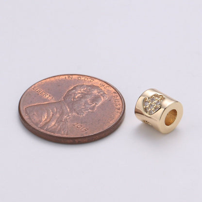Tiny Beads  6mm Bead CZ Gold Beads Hamsa Hand Beads cylinder Cubic Beads for Bracelet Necklace Supply Large Hole Beads 3mm hole