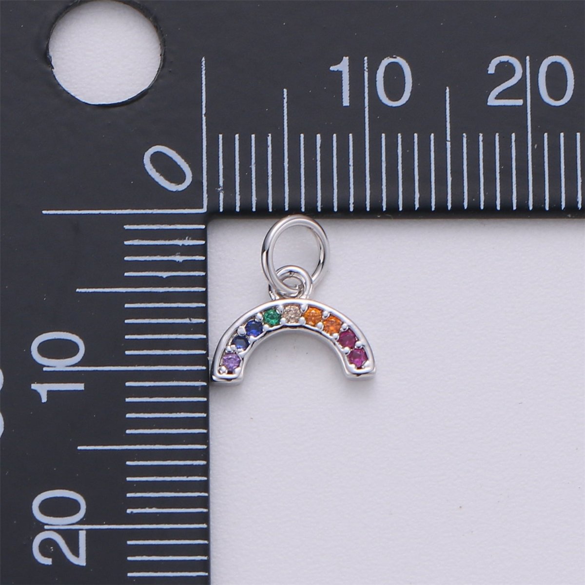 Tiny Colorful CZ Micro Pave Rainbow Charm, Cubic Zirconia Rainbow Pave Necklace Pendant Bracelet Charm Earring Charm in 18k gold filled C-410 E-163