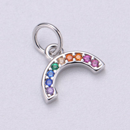 Tiny Colorful CZ Micro Pave Rainbow Charm, Cubic Zirconia Rainbow Pave Necklace Pendant Bracelet Charm Earring Charm in 18k gold filled C-410 E-163