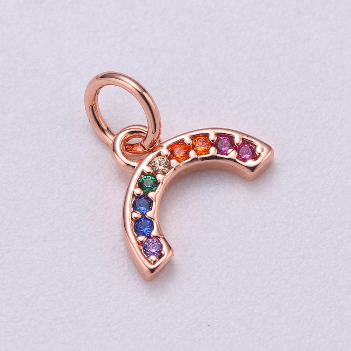 Tiny Colorful CZ Micro Pave Rainbow Charm, Cubic Zirconia Rainbow Pave Necklace Pendant Bracelet Charm Earring Charm in 18k gold filled C-410 E-163