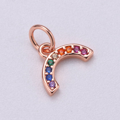Tiny Colorful CZ Micro Pave Rainbow Charm, Cubic Zirconia Rainbow Pave Necklace Pendant Bracelet Charm Earring Charm in 18k gold filled C-410 E-163