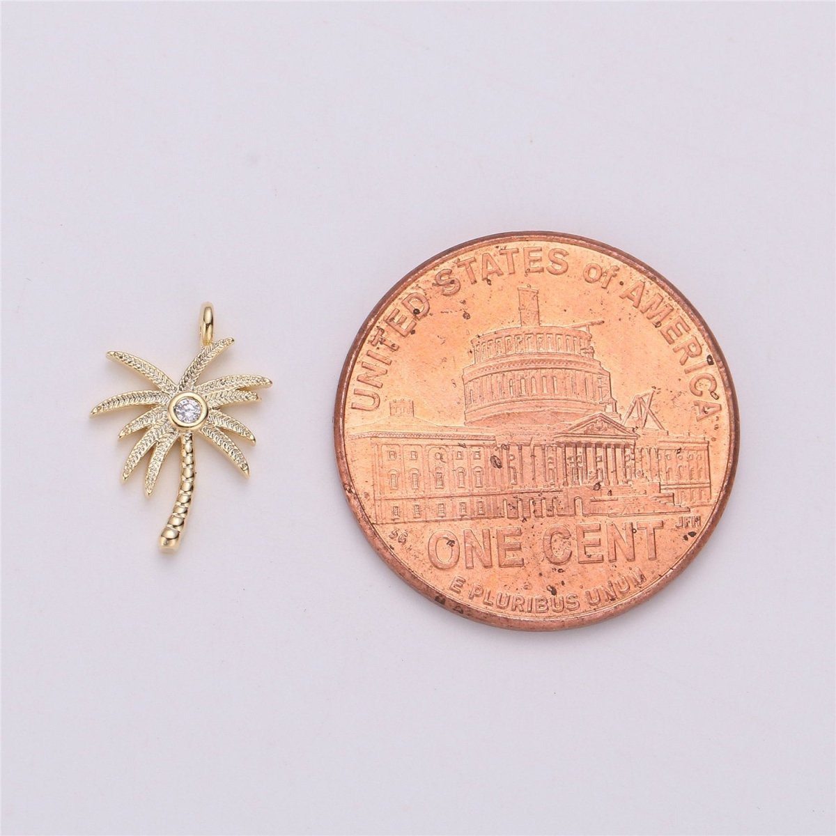 Tiny crystal Palm Tree in gold Filled Dainty palm tree Pendant Necklace Earring Bracelet Charm for Jewelry Making SupplyC-542