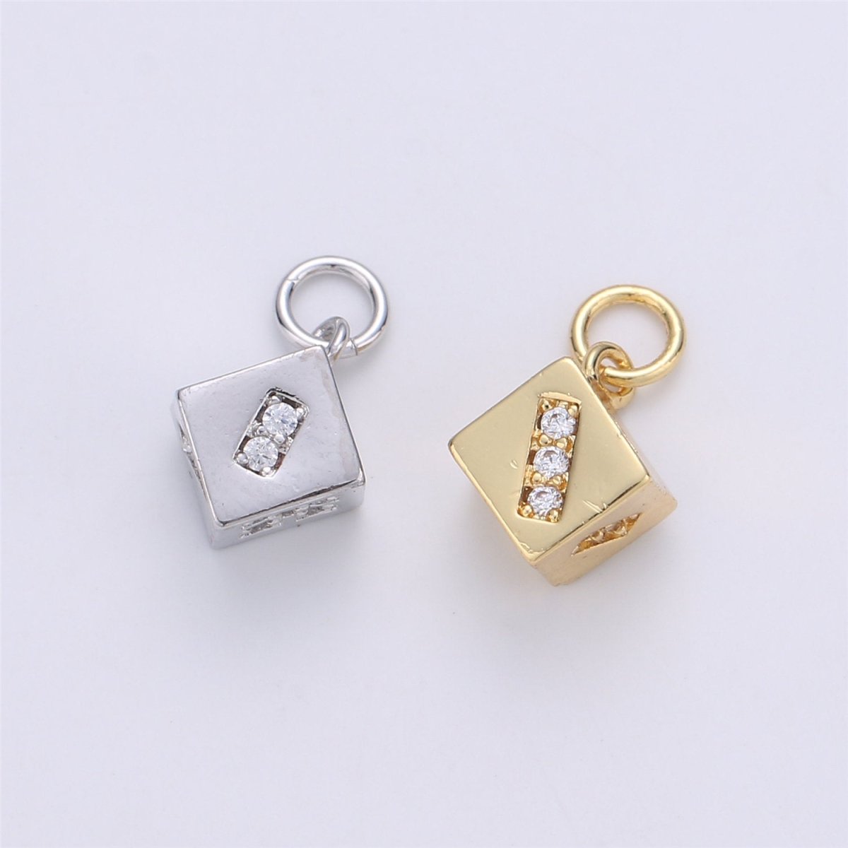 Tiny Dice Pendant Gold Silver Dice Charm Jewelry Craft Supply for necklace earring Bracelet Component C-918, C-426
