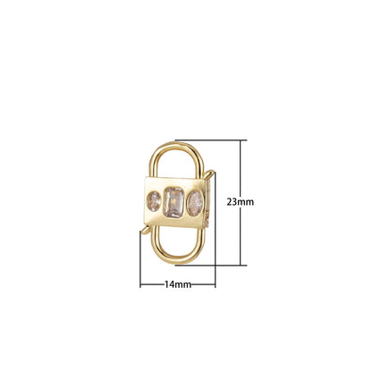 Tiny Gold CZ Micro Pave Clasp Lock, Interlock Cubic Clasp Fastener for Bracelet Necklace Clear Cz Supply L-348