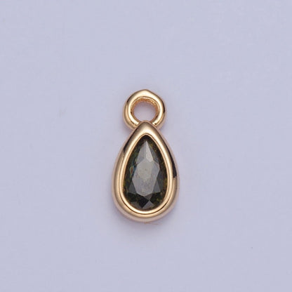 Tiny Gold Teardrop Charm, Micro Pave Tear Drop, Mini Geometric Charm Cubic Zirconia Charm CZ Bracelet Charm X-011-X-017