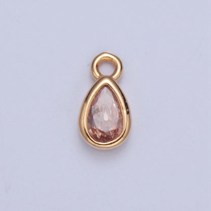 Tiny Gold Teardrop Charm, Micro Pave Tear Drop, Mini Geometric Charm Cubic Zirconia Charm CZ Bracelet Charm X-011-X-017