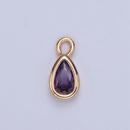 Tiny Gold Teardrop Charm, Micro Pave Tear Drop, Mini Geometric Charm Cubic Zirconia Charm CZ Bracelet Charm X-011-X-017