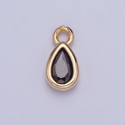 Tiny Gold Teardrop Charm, Micro Pave Tear Drop, Mini Geometric Charm Cubic Zirconia Charm CZ Bracelet Charm X-011-X-017