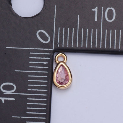 Tiny Gold Teardrop Charm, Micro Pave Tear Drop, Mini Geometric Charm Cubic Zirconia Charm CZ Bracelet Charm X-011-X-017