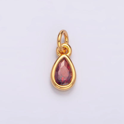 Tiny Gold Teardrop Charm, Micro Pave Tear Drop, Mini Geometric Charm Cubic Zirconia Charm CZ Bracelet Charm X-011-X-017