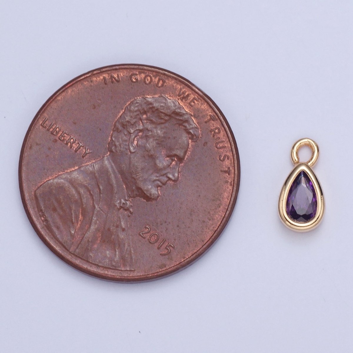 Tiny Gold Teardrop Charm, Micro Pave Tear Drop, Mini Geometric Charm Cubic Zirconia Charm CZ Bracelet Charm X-011-X-017