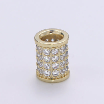 Tiny Golden Tube Beads Roll CZ Gold Filled Geometric Shape Micro Pave Jewelry Making Beads B-359