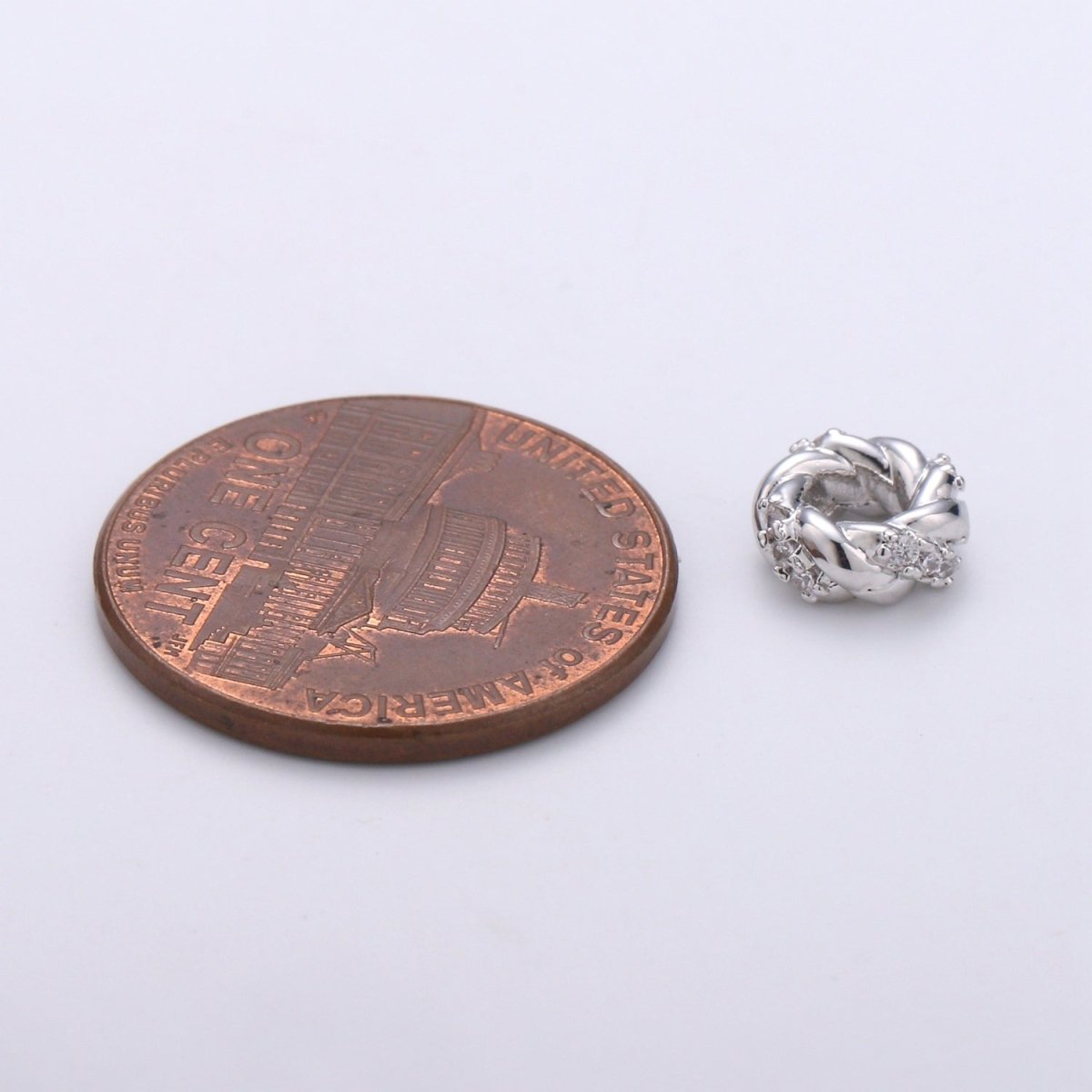 Tiny Gold/Silver Braided Round Circle Beads CZ Gold Filled Geometric Braid Shape Jewelry Making Beads B-326